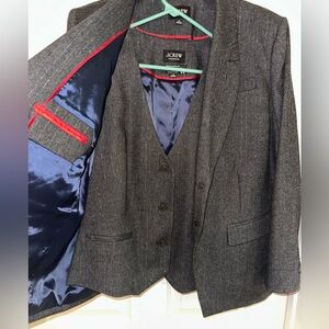 J Crew 3 piece set. Includes Blazer, Vest, and Pants. Metallic pinstripes